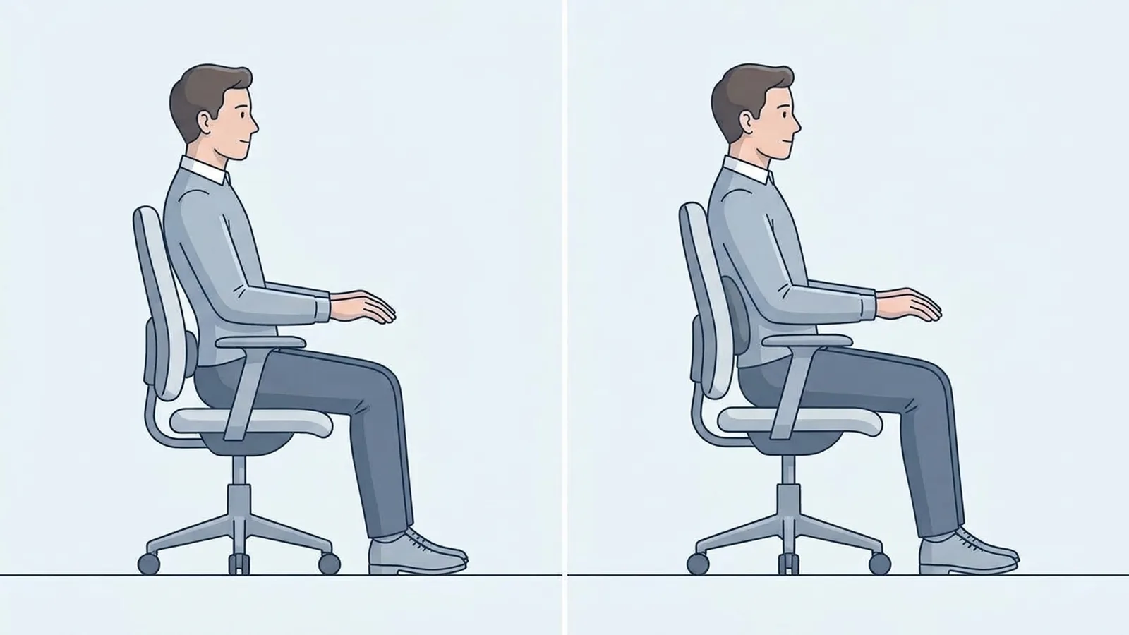 Illustration comparing lumbar support placement on an office chair