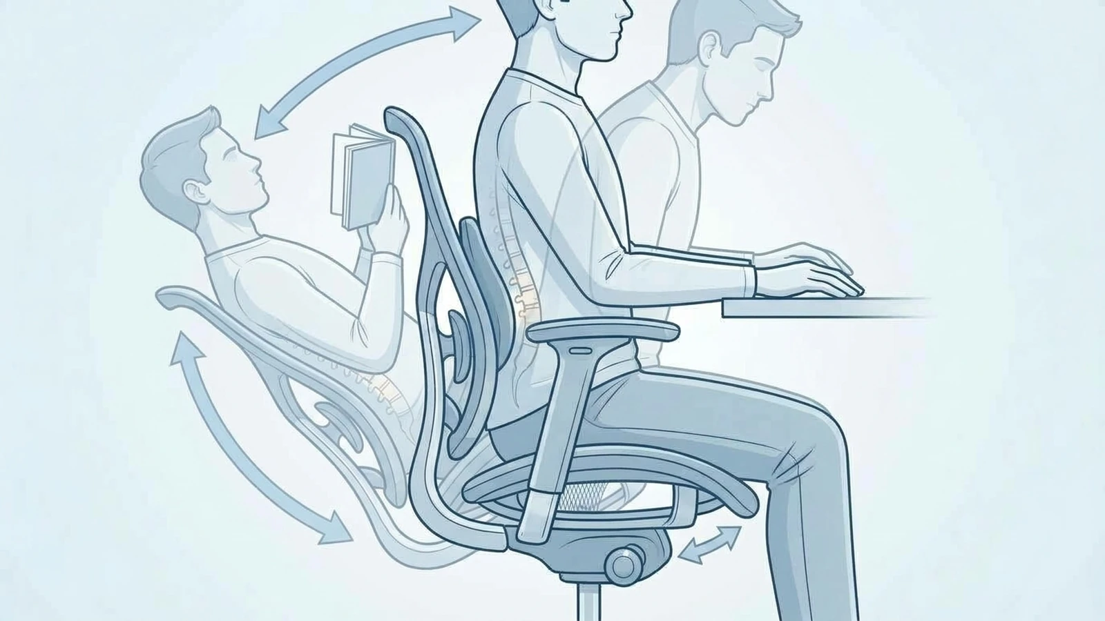 Person reclining in an office chair showing backrest movement