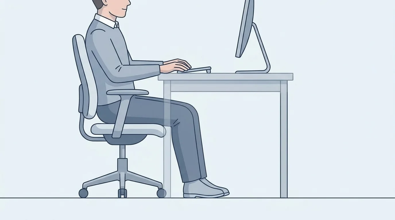 Illustration showing leg and knee clearance underneath a desk